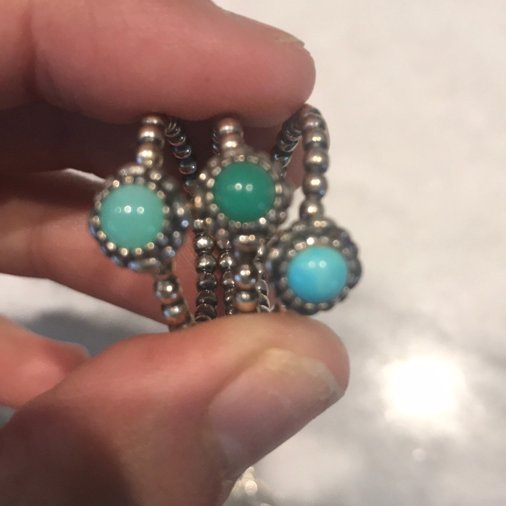 Pandora May bday blooms rings set of 3